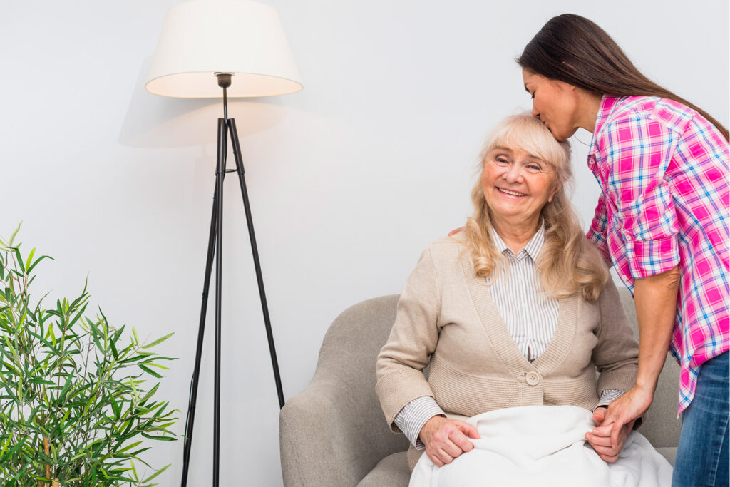 Carer supporting elderly woman with memory loss in Christchurch home