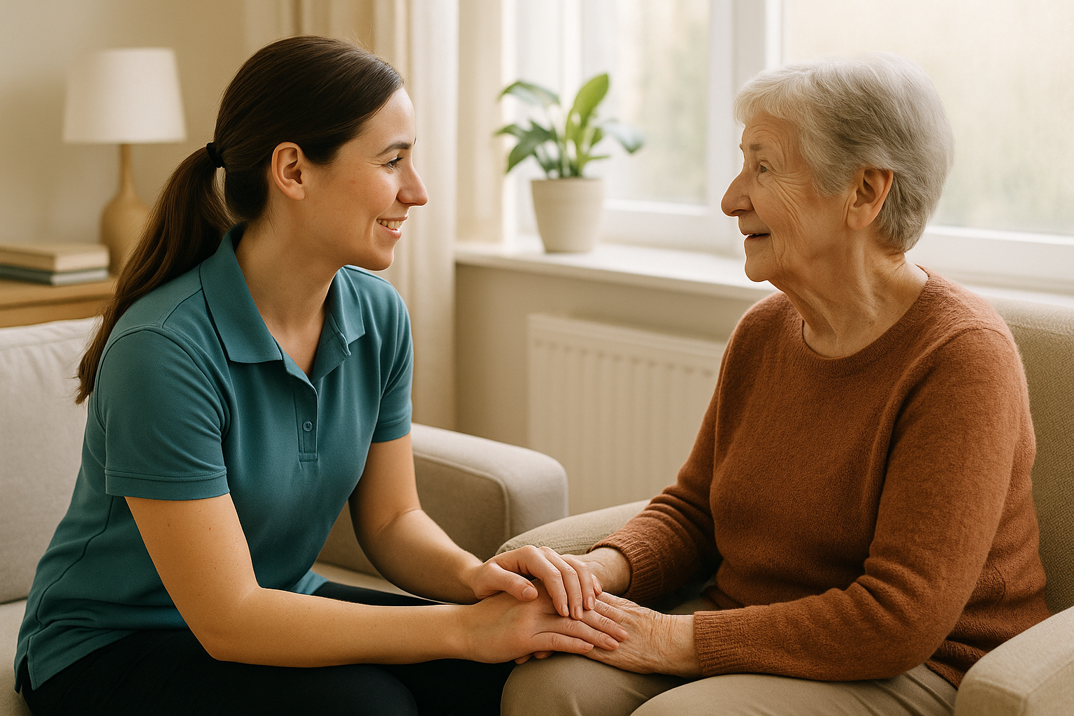 Carer helping an older person at home – respite care in Christchurch and Tauranga