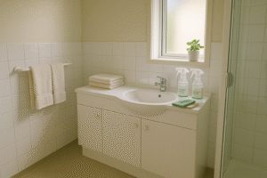 Bathroom cleaned with eco-friendly products, safe for older people – eco-friendly cleaning services in Christchurch and Tauranga