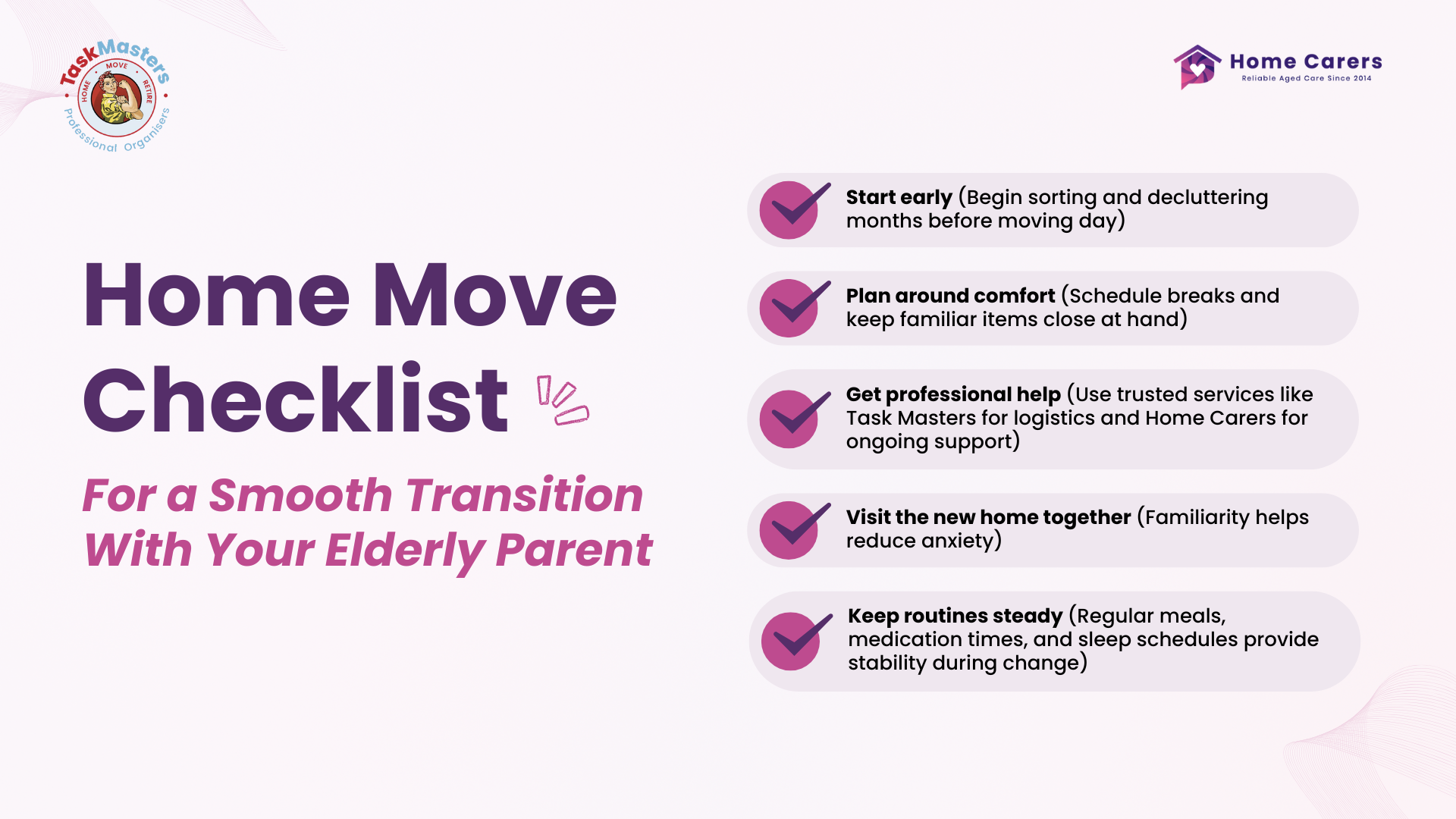 Home Move Checklist for Supporting Your Elderly Loved One — created by Task Masters in Christchurch and Tauranga