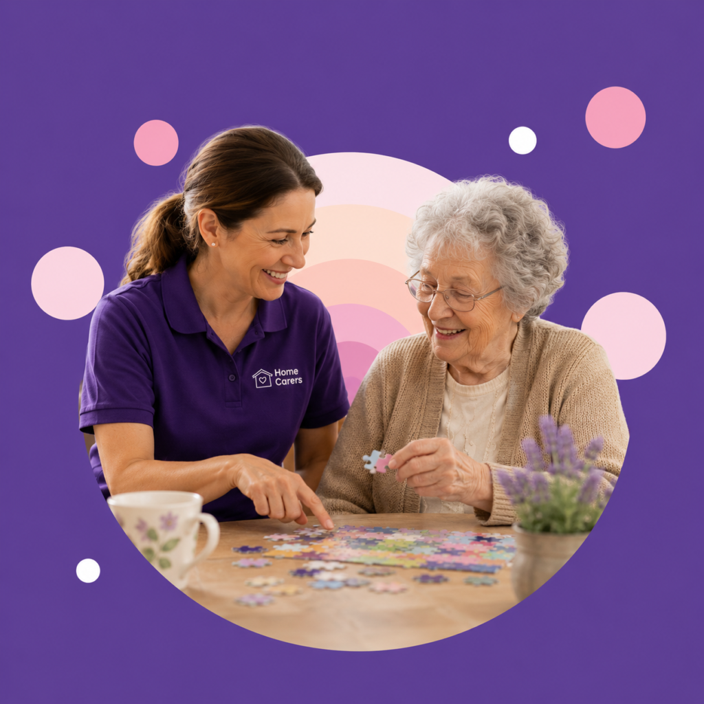 Experienced dementia carer supporting an older person at home