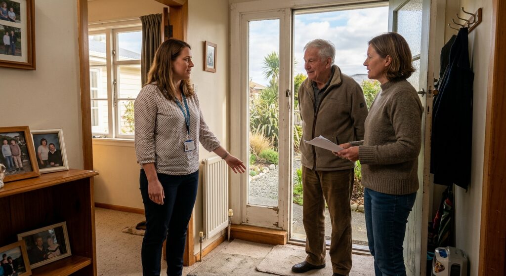 Occupational therapist assessing home accessibility for an older person in NZ